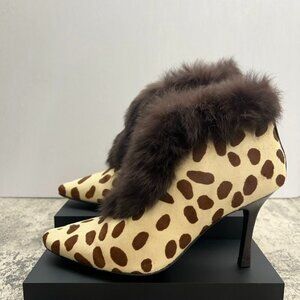 Oscar by Oscar de la Renta vintage 90s Leather Ponyhair Ankle High Heel Boot wit